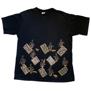 Vintage 80s nature Savanna animal print art tee